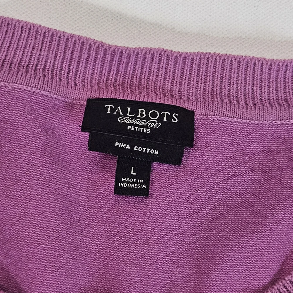 Talbots Cardigan Womens Large Pink Pima‎ Cotton Fall Sweater Casual (Flaw)